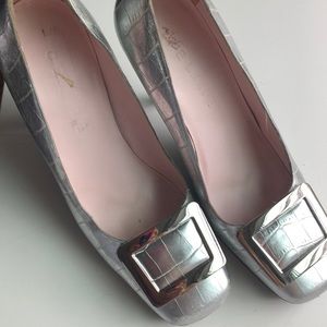 An authentic pair of Silver CELINE Shoes